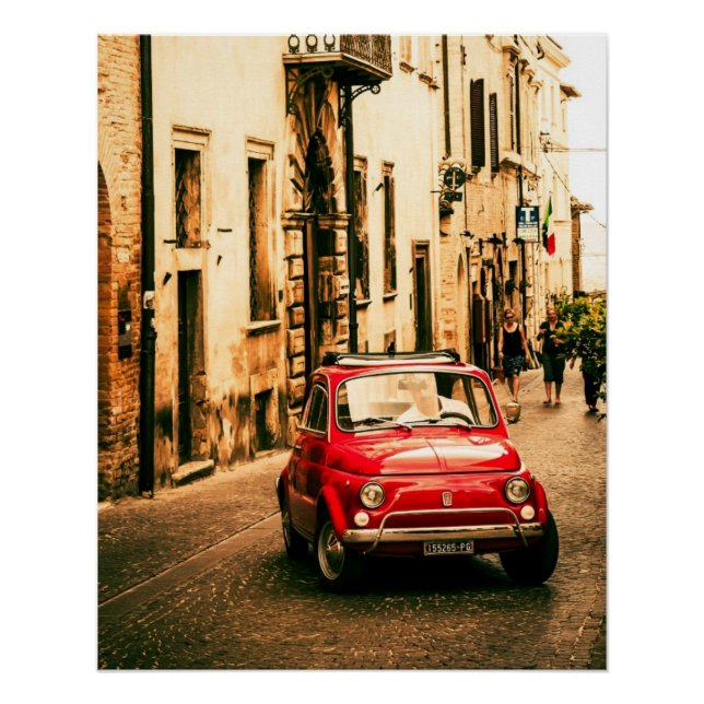 Vintage car Perfect Poster | Fiat 500 | Rome Italy (Front)