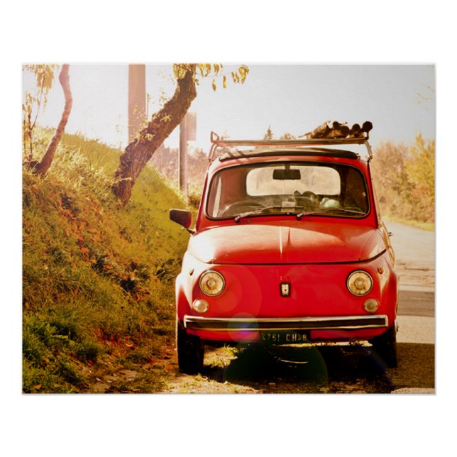 Vintage car Perfect Poster | Fiat 500 | Rome Italy (Front)