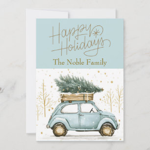 Vintage Car Photo Christmas  Holiday Card