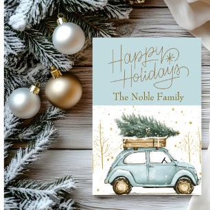Vintage Car Photo Christmas  Holiday Card