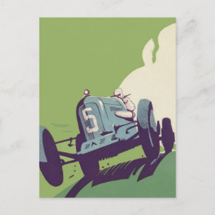 Vintage car racing postcard