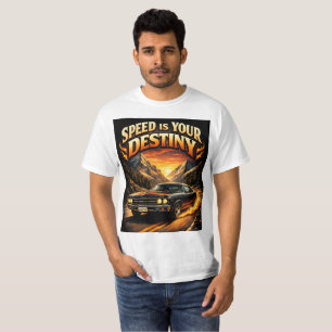 Vintage Car Racing Through Mountains Design T-Shirt