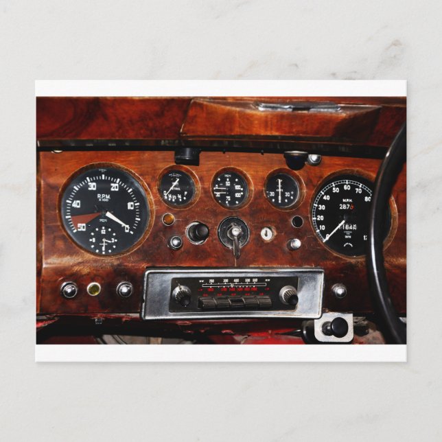 vintage car radio and instruments postcard (Front)