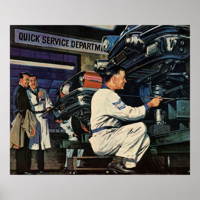 Vintage Car Repair Service Business Auto Mechanic  Poster (Front)