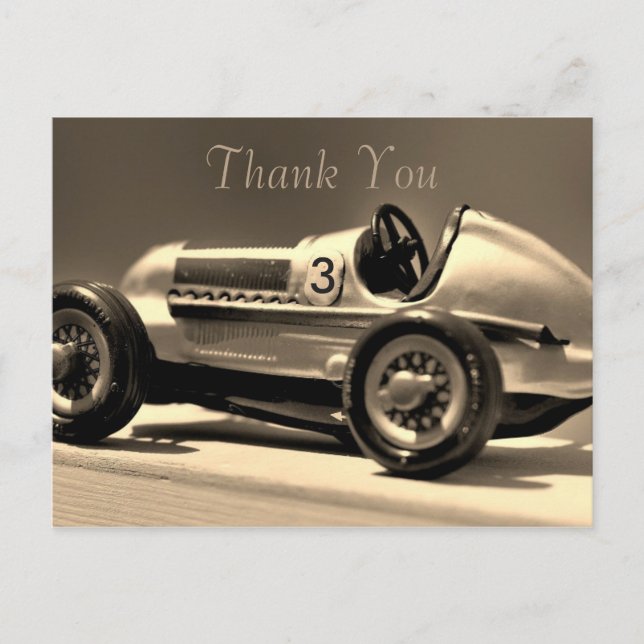 Vintage Car Retro Boy Birthday Thank You Postcard (Front)