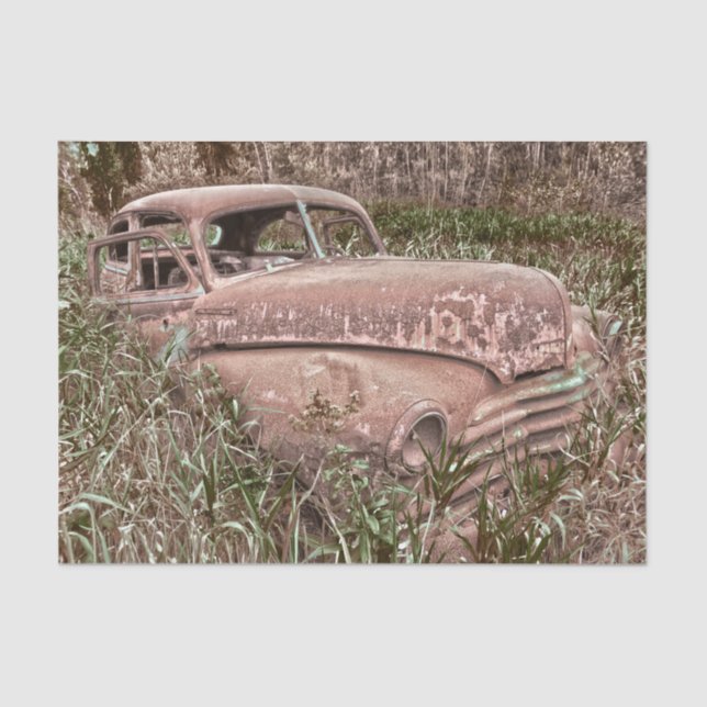 Vintage Car Retro Rustic Old Tissue Paper (Front)