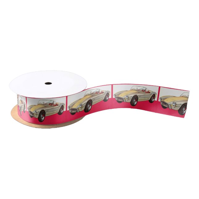 Vintage Car ribbon Satin Ribbon (Spool)