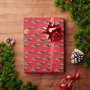 Vintage Car Santa Wrapping Paper