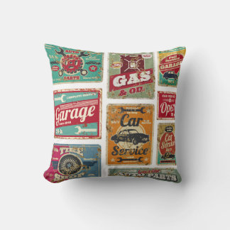 Vintage car service and gas station vintage metal  cushion