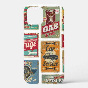 Vintage car service and gas station vintage metal iPhone 12 case