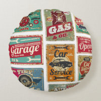 Vintage car service and gas station vintage metal 