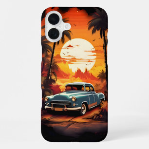 Vintage Car Sunset - Gift for Car Lovers iPhone 16 Plus Case