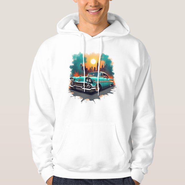 Vintage Car with City Graffiti Style Hoodie (Front)
