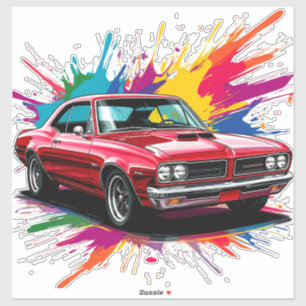 Vintage Car with Colourful Paint Splashes