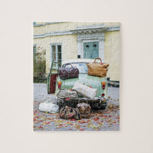Vintage car with lots of luggage jigsaw puzzle