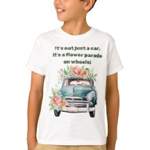 Vintage Car with spring flower in green colour 