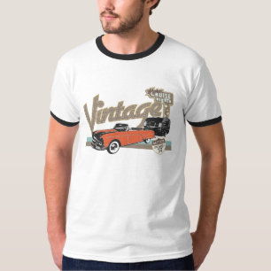 Vintage car with trailer 2 outline T-Shirt