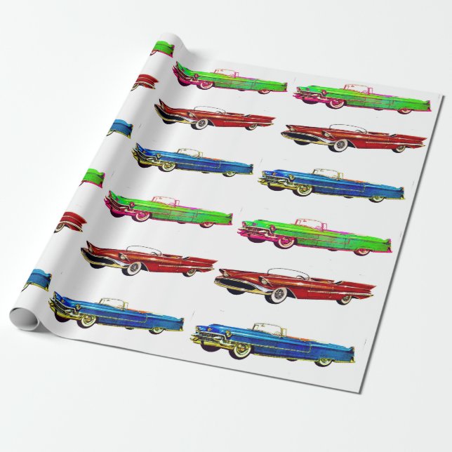 vintage car wrapping paper (Unrolled)