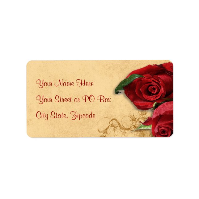 Vintage Caramel Brown & Rose Label (Front)