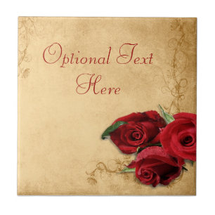 Vintage Caramel Brown & Rose Tile