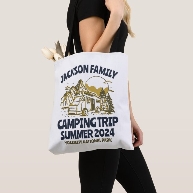 Vintage Caravan Family Reunion Camping Trip Tote Bag (Close Up)