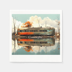 Vintage Caravan Trailer RV Thunder_Cove Napkin