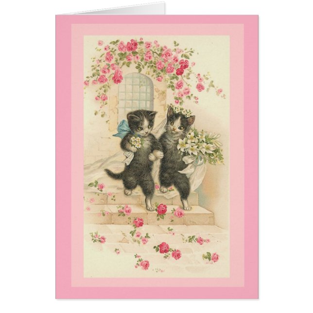 Vintage Card Cats Wedding (Front)