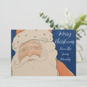 Vintage Card Santa in Red on Blue