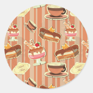 Vintage Card With A Strawberry Dessert Classic Round Sticker