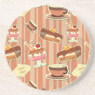 Vintage Card With A Strawberry Dessert Coaster