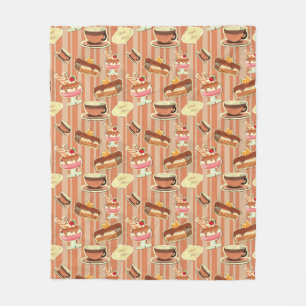 Vintage Card With A Strawberry Dessert Fleece Blanket