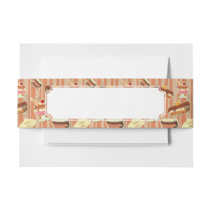 Vintage Card With A Strawberry Dessert Invitation Belly Band