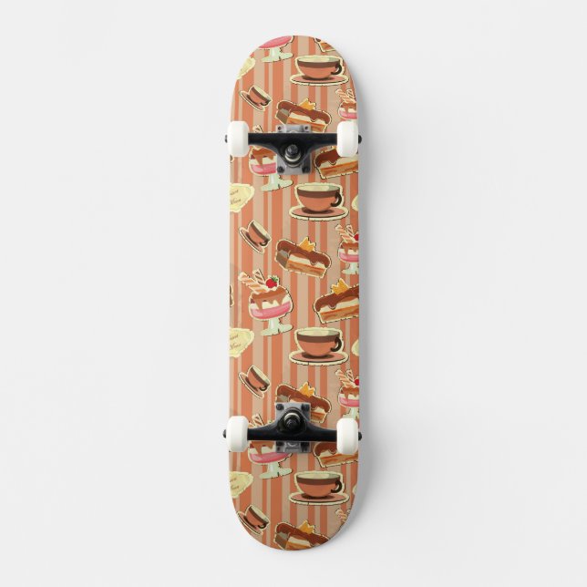 Vintage Card With A Strawberry Dessert Skateboard (Front)