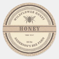 Vintage cardboard bee honey jar label