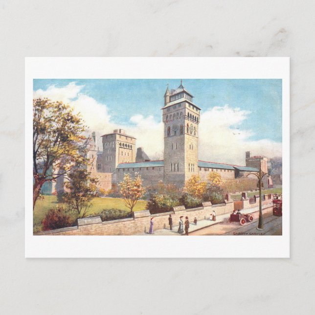 Vintage Cardiff Castle Postcard (Front)