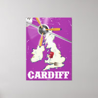 Vintage Cardiff Wales Travel Poster