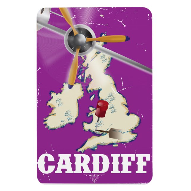 Vintage Cardiff Wales Travel Poster Magnet (Vertical)