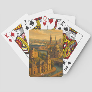 Vintage Cardiff Wales UK Retro Art  Playing Cards