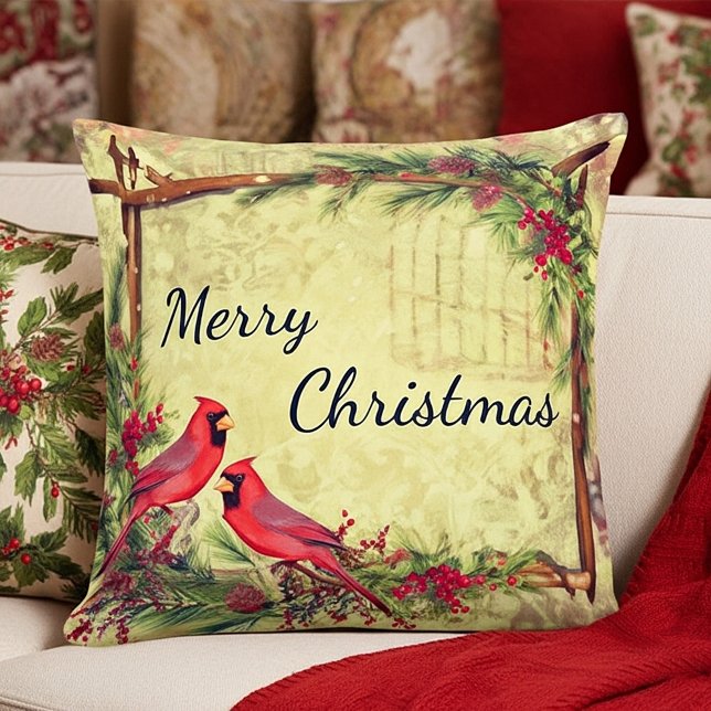 Vintage Cardinals Christmas Cushion (Creator Uploaded)
