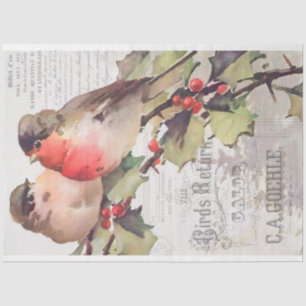 Vintage Cardinals with Ephemera Decoupage Tissue P Paper
