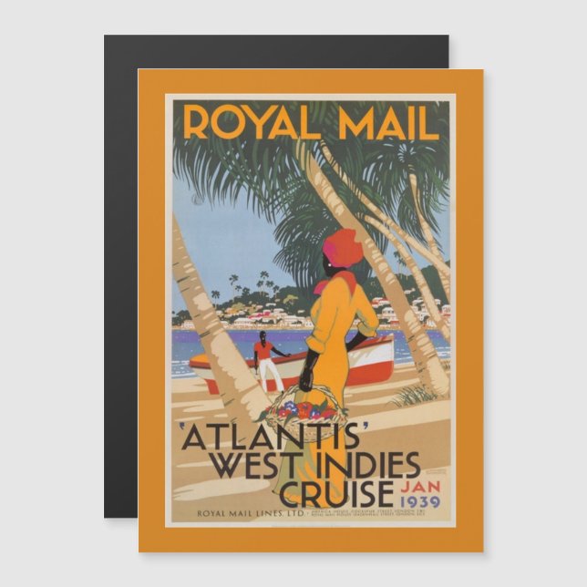 Vintage Caribbean fridge magnet (Front/Back)