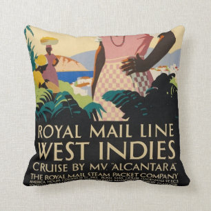 Vintage Caribbean Travel Poster cushion
