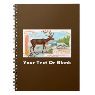 Vintage Caribou (Reindeer) and Arctic Fox Spiral Notebook