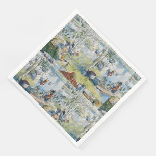Vintage Carl Larsson Cray Fishing With The Family Napkin
