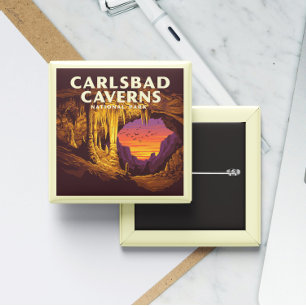 Vintage Carlsbad Caverns National Park 15 Cm Square Badge