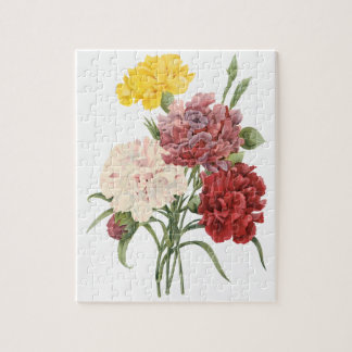 Vintage Carnations Dianthus Garden Flowers Redoute Jigsaw Puzzle