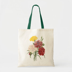 Vintage Carnations Dianthus Garden Flowers Redoute Tote Bag
