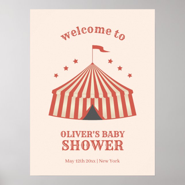Vintage Carnival Big Top Baby Shower Welcome   Poster (Front)