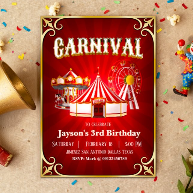 Vintage Carnival Birthday Invitation (Vintage Carnival Birthday Invitation)