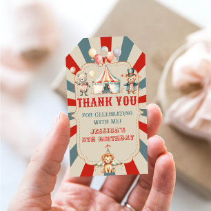 Vintage Carnival Circus & Animals Birthday Gift Tags